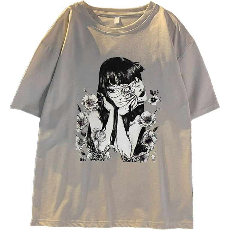 DanceeMangoo Women's Short Sleeve Tops Crew Neck T-Shirts For Summer  Oversize Loose Kawaii Anime Clothing Streetwear 