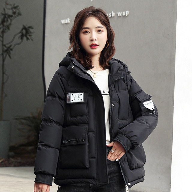 DanceeMangoo Women's Winter Jacket New Bread Coat Loose Hooded Parkas  Casual Coats and Jackets for Women Clothing Manteau Femme Hiver LM