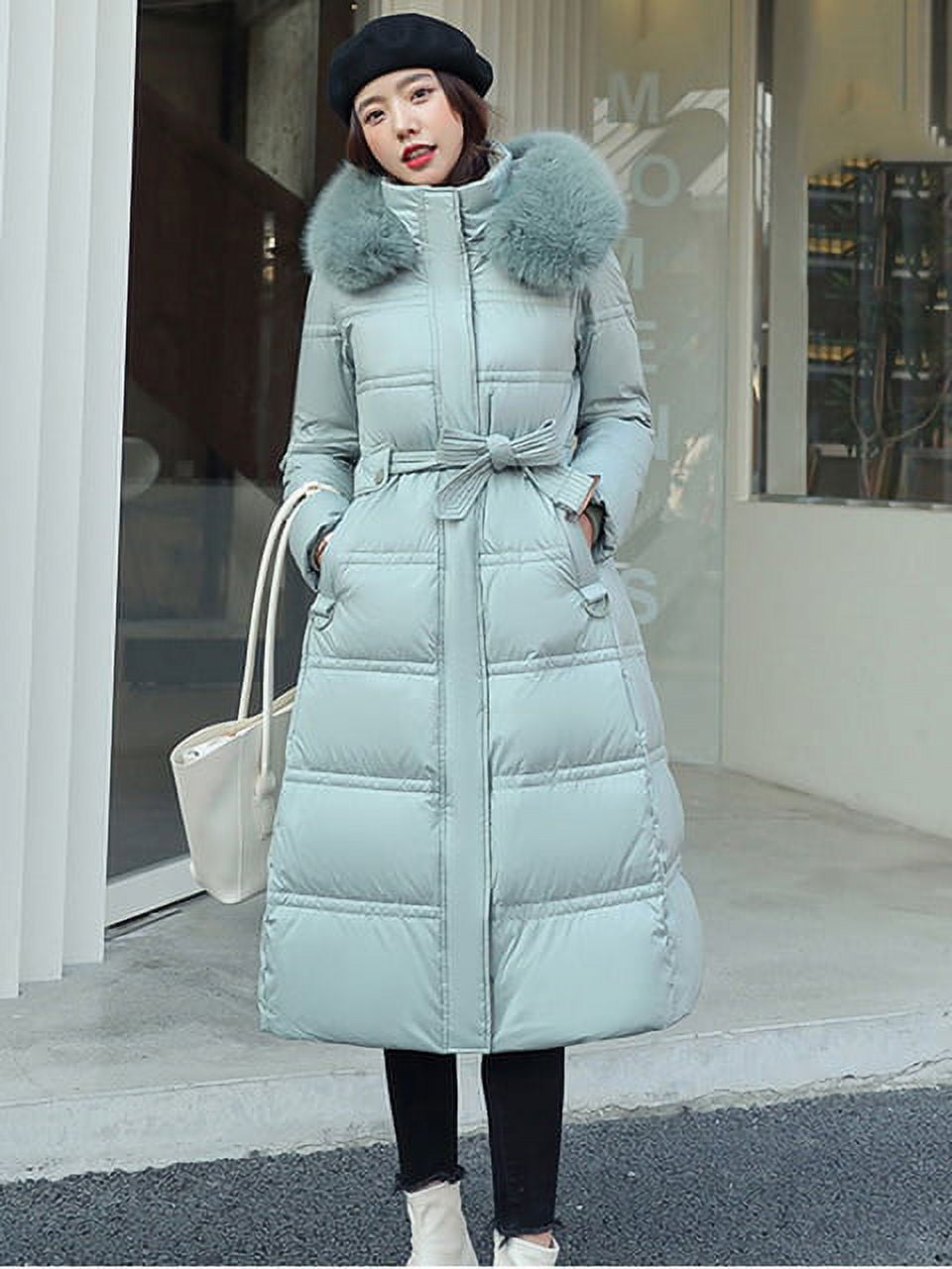 DanceeMangoo Women's Winter Jacket Warm Fur Liner Long Hooded Parkas Coats  Down Jackets for Female Casual Thick Winter Coat