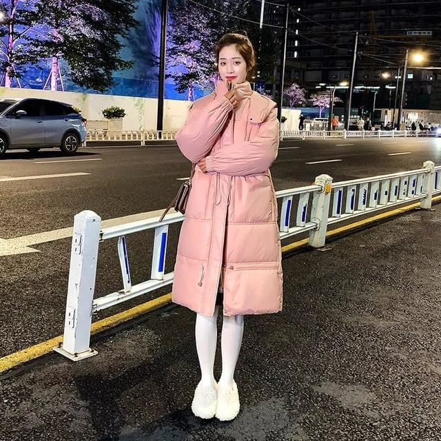DanceeMangoo Womens Oversize Loose Long Warm Coat Vintage Winter hooded  Cotton-Padded Jacket Parkas Casual Korean Fashion Female jacket
