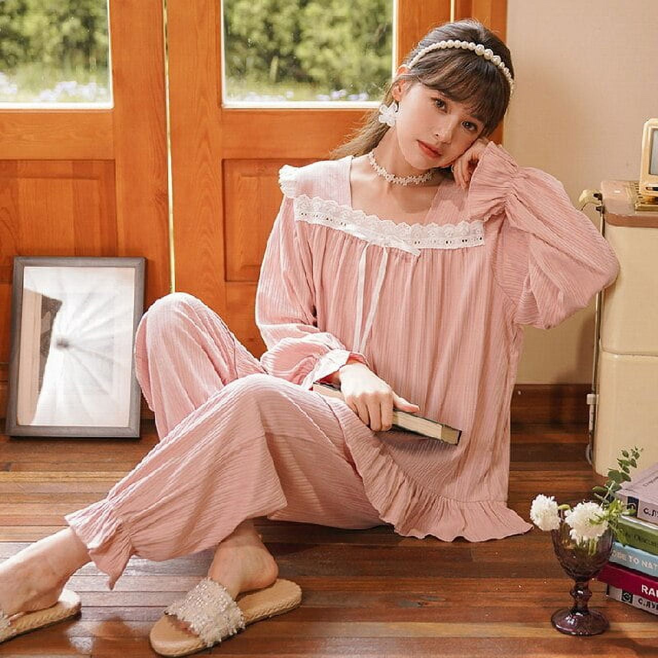 DanceeMangoo Long Sleeve Silk Pajamas Spring Autumn Women Pajama Sets Print  Cute Sleepwear Pyjamas 3XL 4XL 5XL 85kg Nightwear