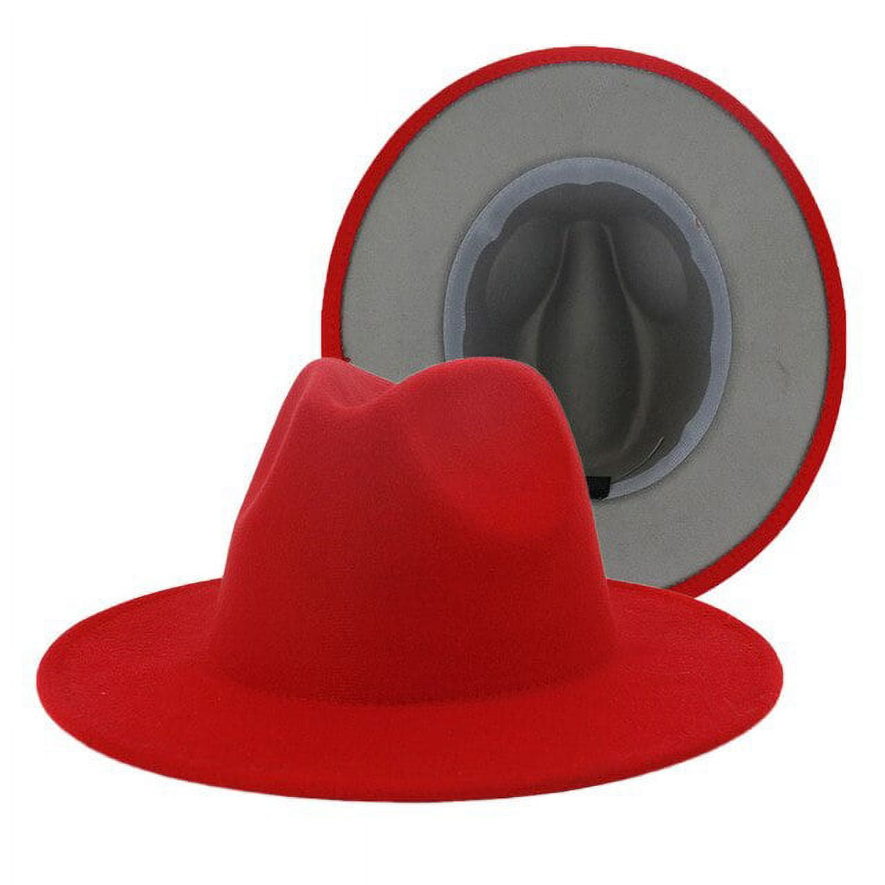 DanceeMangoo winter fedora hats for women fashion Flat wide Brim Wool Felt  Jazz Hats for men black and red goth top vintage wedding Hat