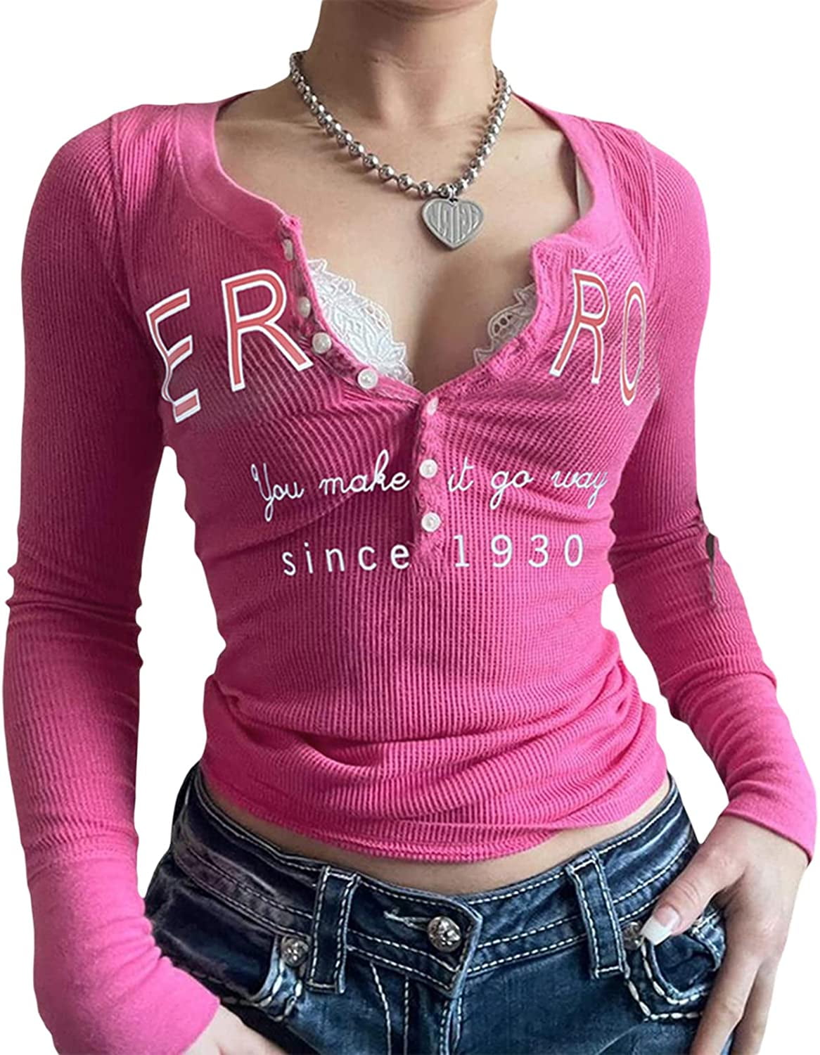 DanceeMangoos Fairy Grunge Clothes Women Y2K Shirts Long Sleeve