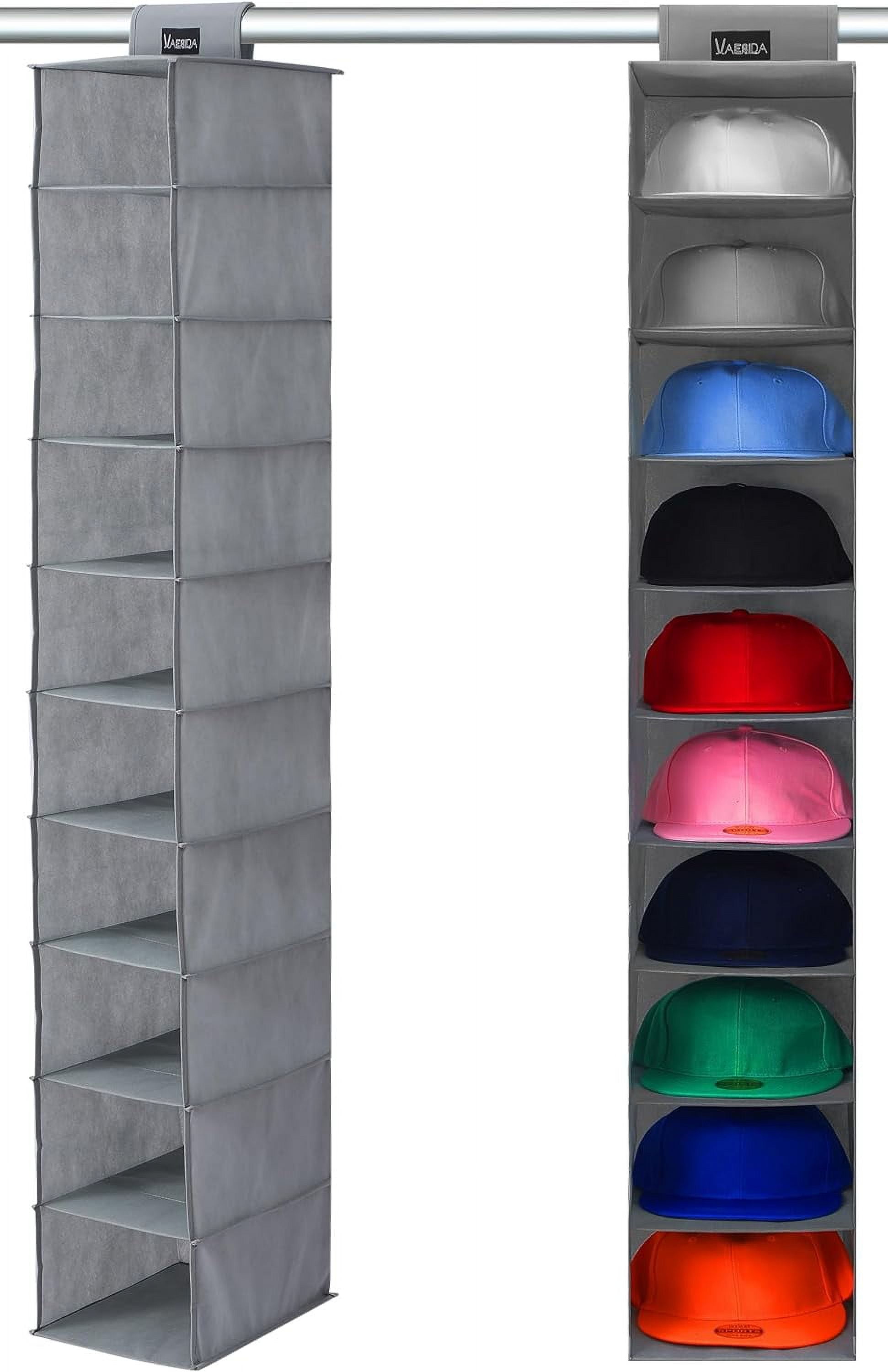 VAESIDA 10-Shelf Black Nonwoven Fabric Hanging Hat Organizer