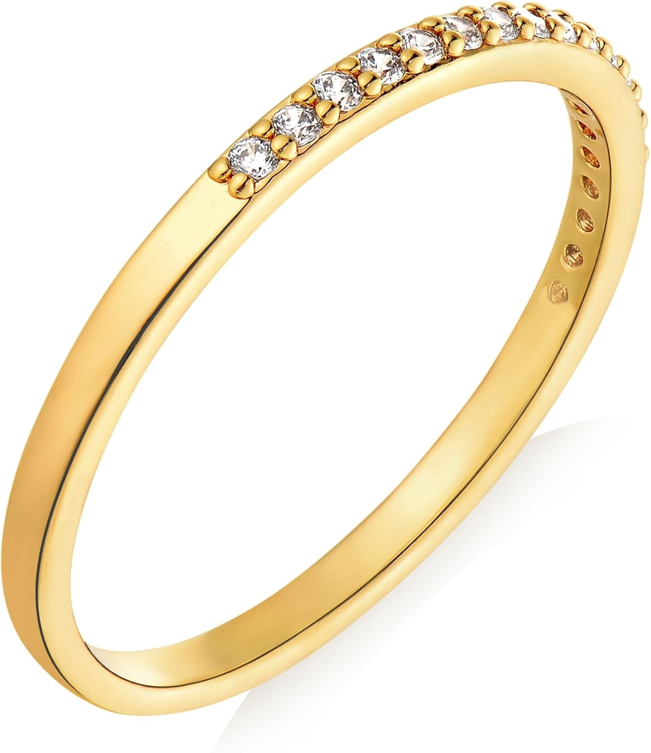Stackable 14k Rings DanceeMangoos 14K Gold Plated Stackable Ring CZ Simulated Diamond Thin ...