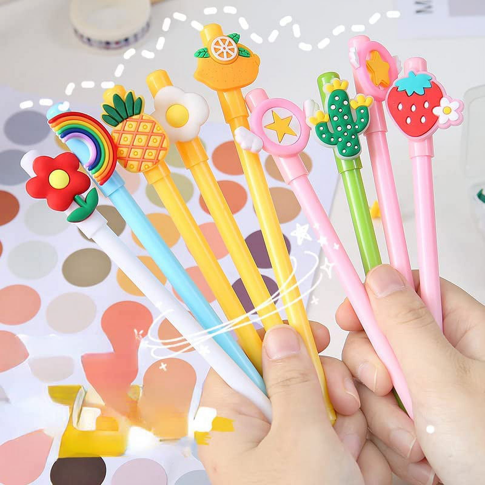 DanceeMangoos 6 Packs Kawaii Pens, Cute 0.5mm Retractable Gel Pens, Quick  Dry Ballpoint Gel Ink Black Pens, School Supplies and Stationary for Back  to School (Pink) 