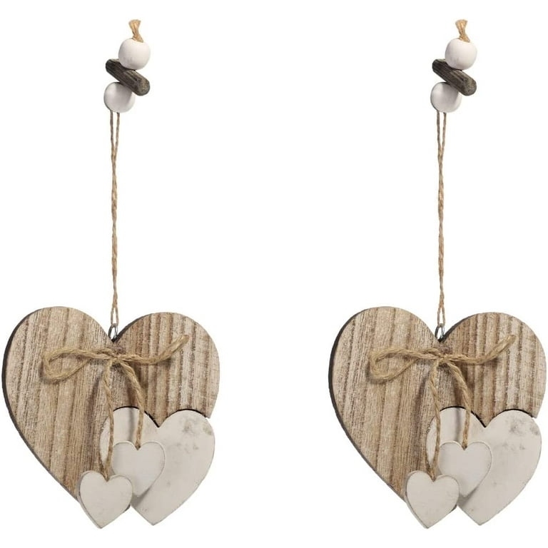 Wedding Heart Ornament 3PCS Wicker Hearts Hanging Hearts 20cm Woven Natural  Romantic Decoration Hearts for Bar Living Room Bedroom Restaurant