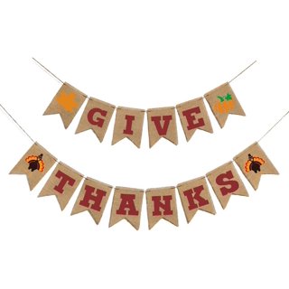 Coolmade Happy Thanksgiving Banner Extra Large Give Thanks Banner 72 x 46  Inch, Fall Banner Thanksgiving Turkey Pumpkin Maple Leaves Banner for