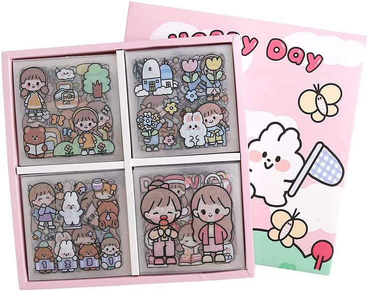 45pcs/pack Cute Stamps DIY Cartoon Decorative Sticker Tape,Kids Craft  Scrapbooking Sticker Set for Diary