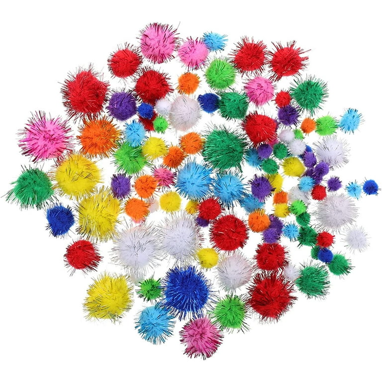 DanceeMangoos 5 Bags Pompoms Arts Crafts Christmas Sparkle Glitter Tinsel  Pom Poms Balls for Xmas Birthday Party Hobby Supplies Craft DIY Material