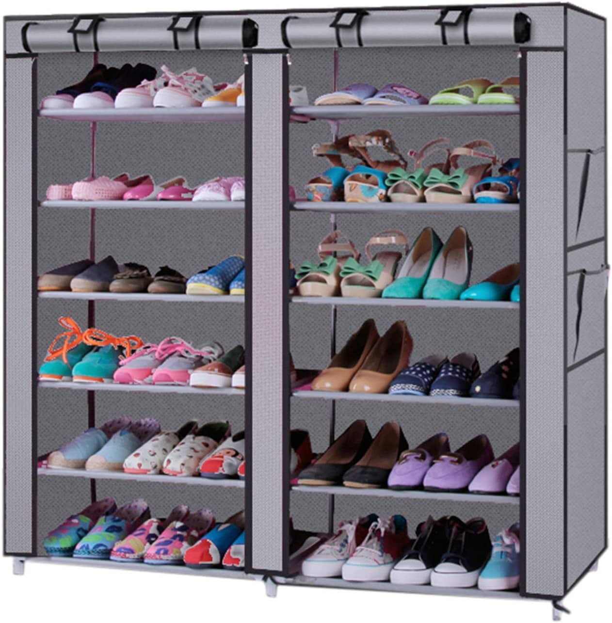 UDEAR 9 Tier Shoe Rack with Dustproof Cover Shoe Shelf Storage Organizer  Grey