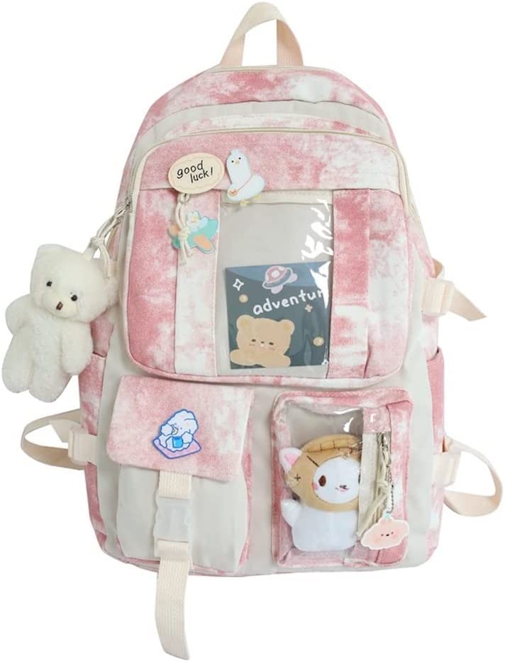 Kawaii Backpack Set Tie Dye Cartoon Pattern School Bag With - Temu