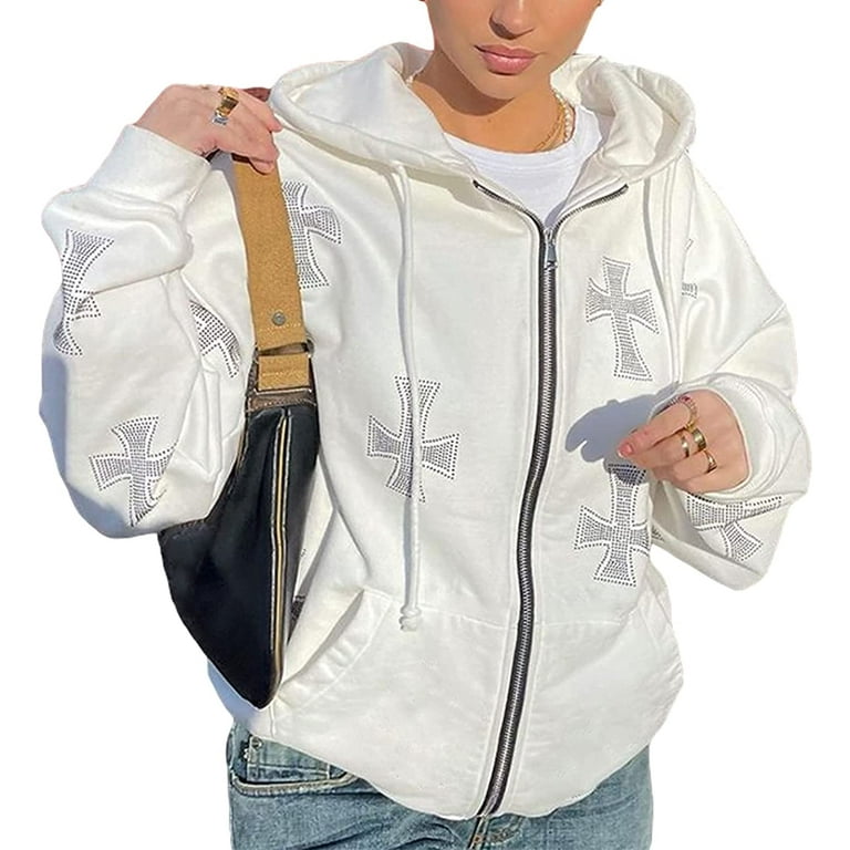 DanceeMangoos Alt Emo Clothes Women Oversized Zip Up Hoodies