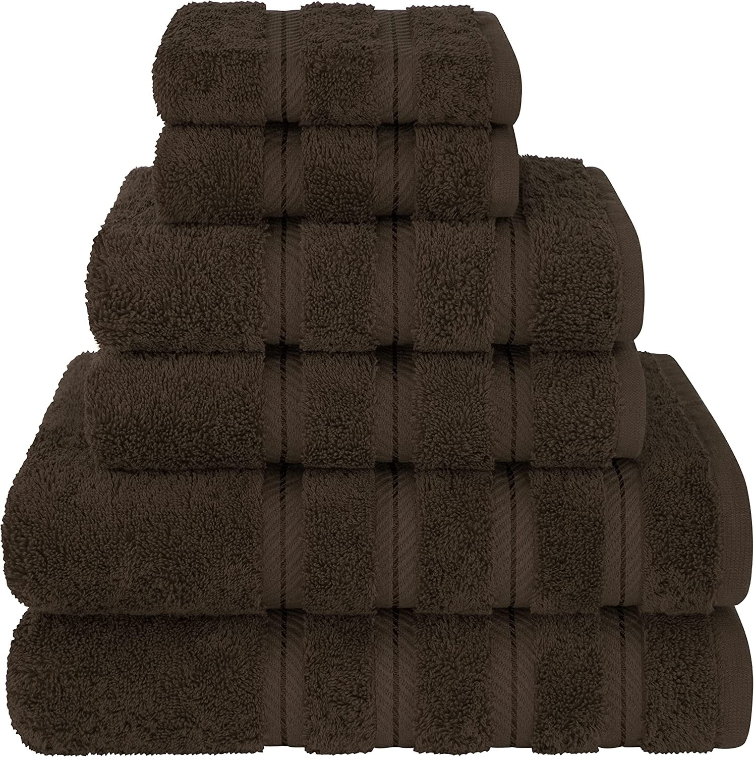 Luxury Brown Turkish Cotton 6-Piece Towel Set