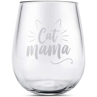 Need Wine Right Meow - Stemless Wine Glass - Cute Funny Cat Themed Décor -  Large 17 Ounces 
