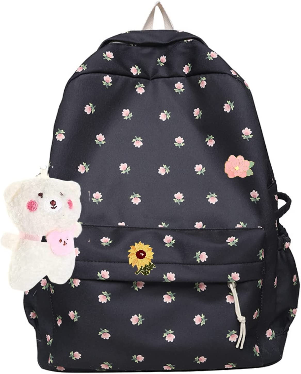 DanceeMangoos Cottagecore Aesthetic Backpack with Pins and Plushies