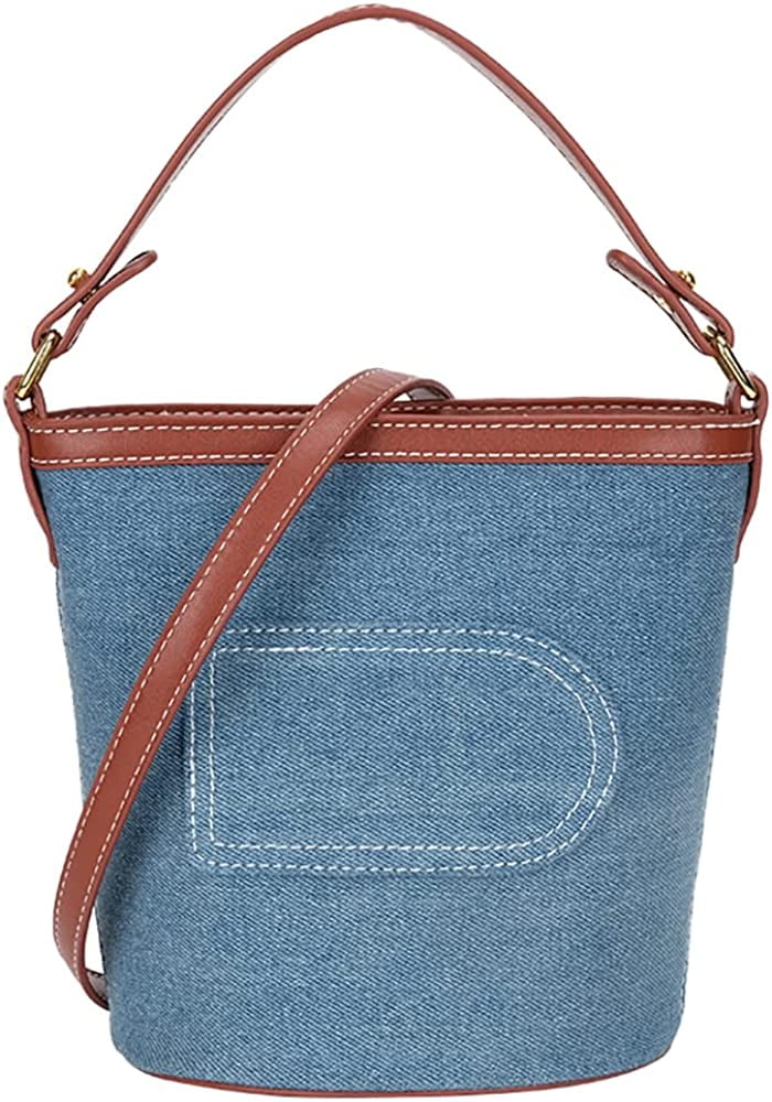 DanceeMangoos Denim Bucket Bag For Women TopHandle Trendy Boho Jean