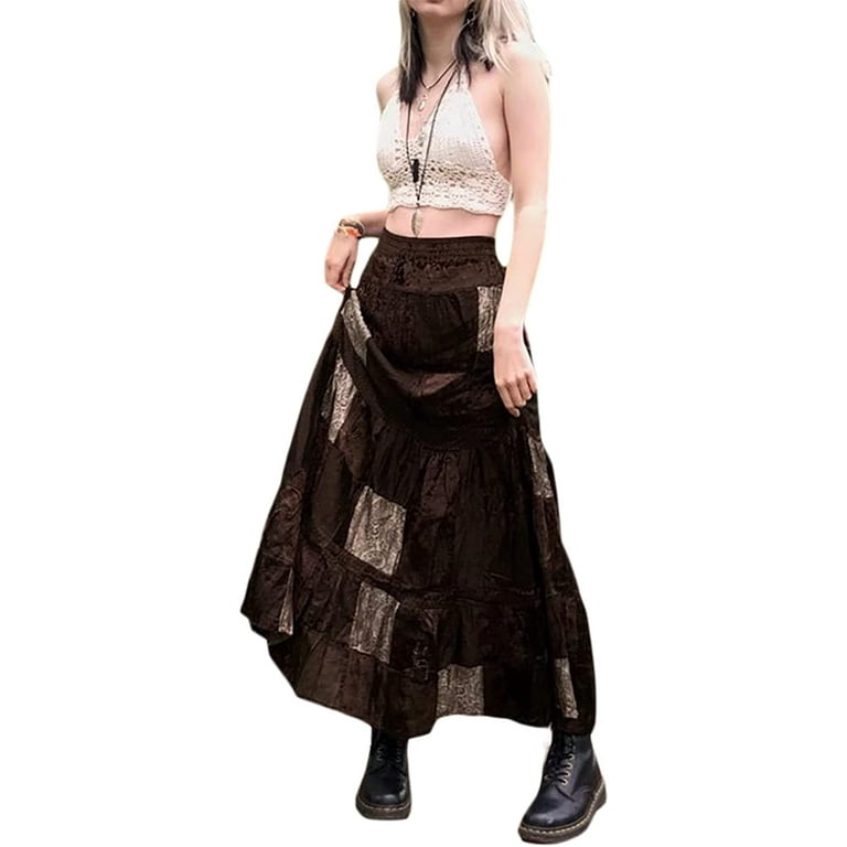 DanceeMangoos Fairy Grunge Skirts for Women Aesthetic Tiered Midi