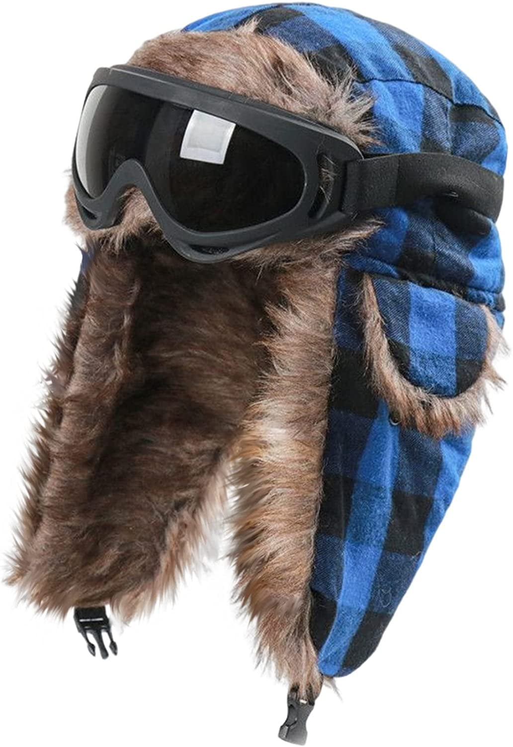 DanceeMangoos Faux Fur Trapper Hat for Men Winter Warm Aviator Ski Trapper Trooper Pilot Hat