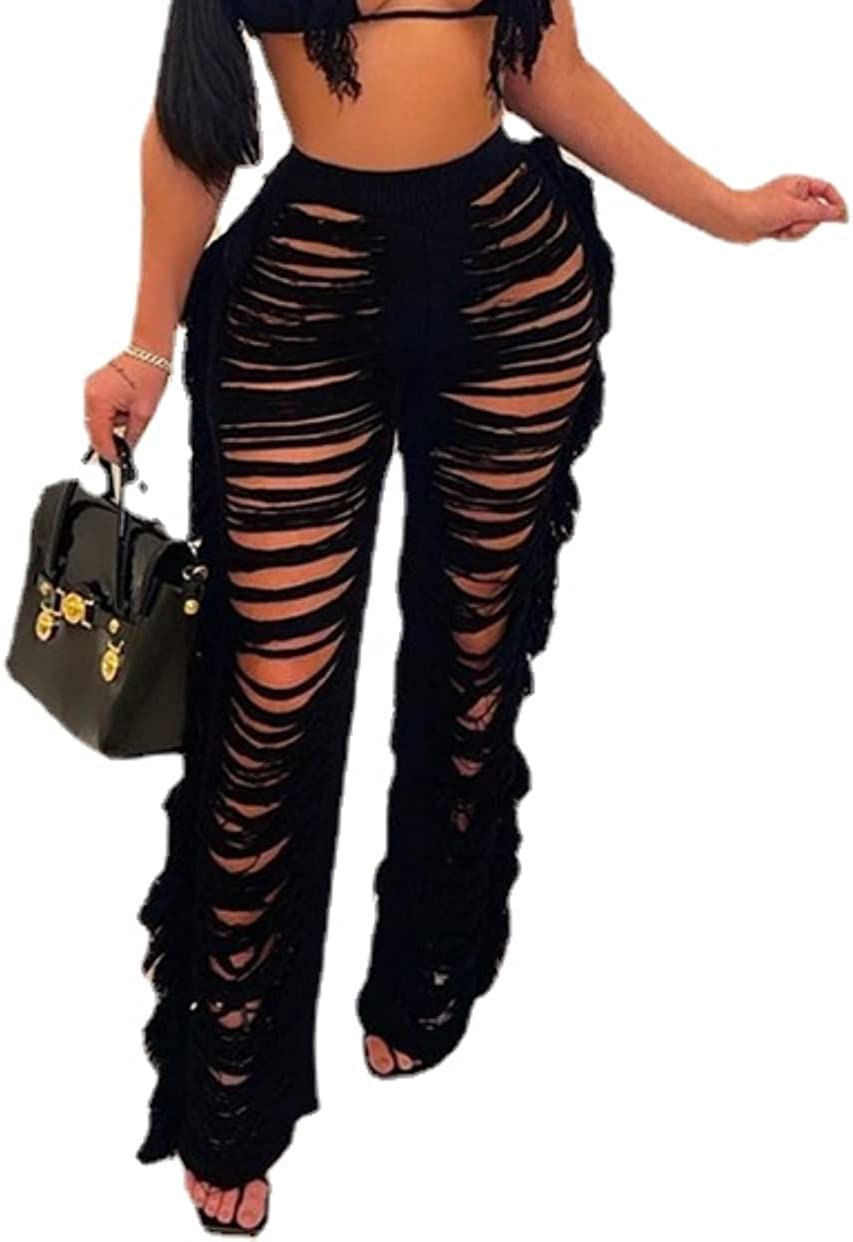 DanceeMangoos Fringe Pants for Women Sexy Pants Rave Outfits for Women