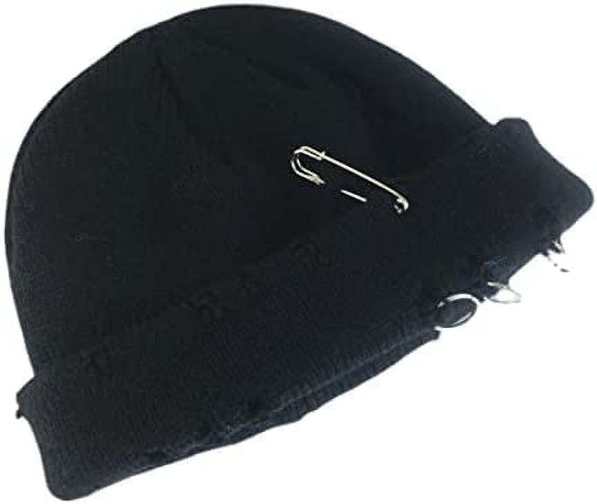 Decor Safety Pin Beanie DanceeMangoos Goth Accessories Goth