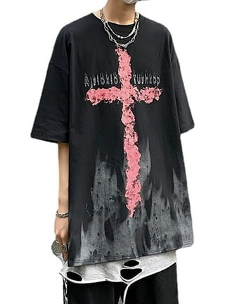 DanceeMangoos Goth Dark Shirt Gothic Shirt Fake Two-Piece Alternative  Clothing Goth Dark Sweatershirt Grunge Clothes