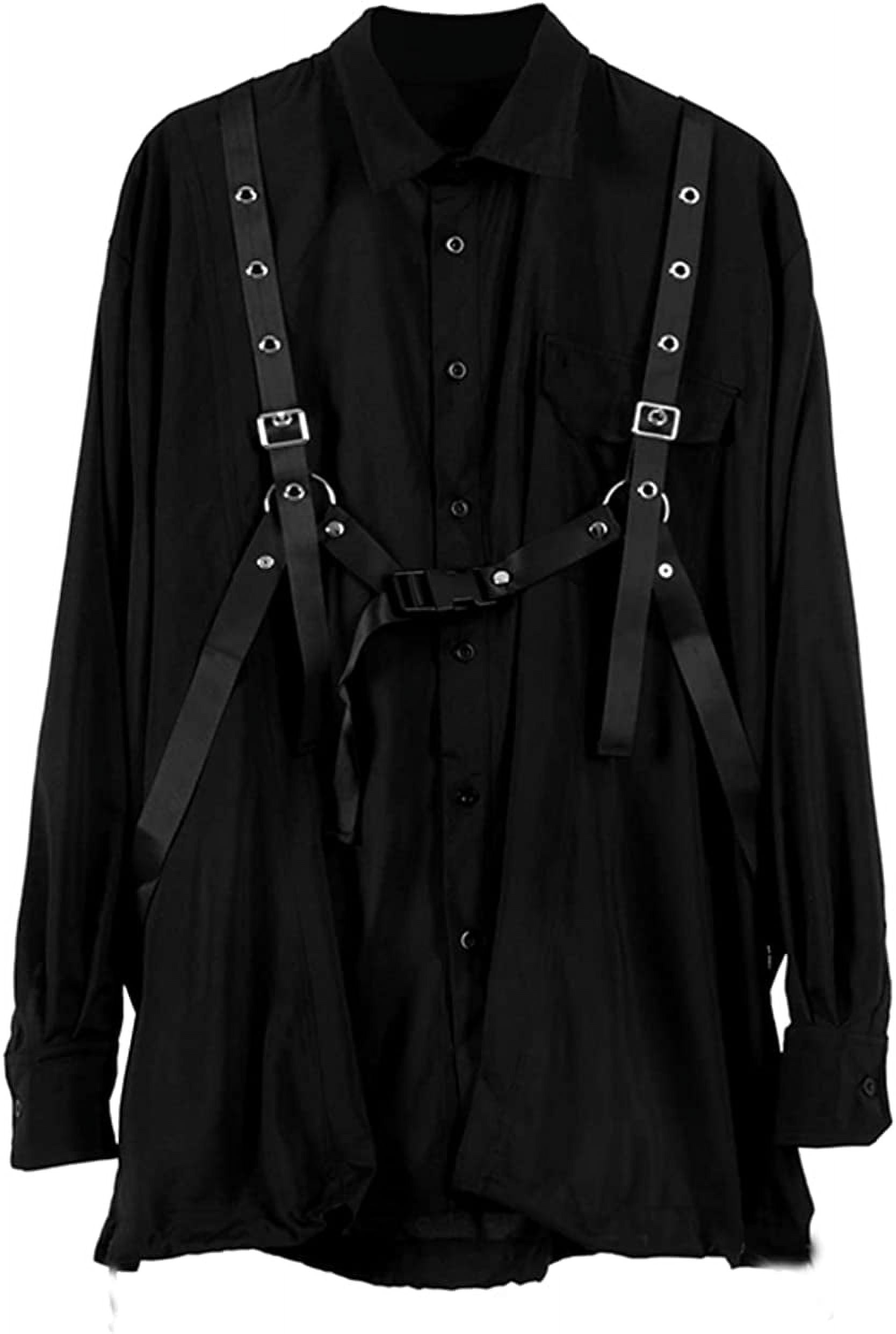 DanceeMangoos Goth Shirt with Belt Goth Long Sleeve Shirt Goth Shirts