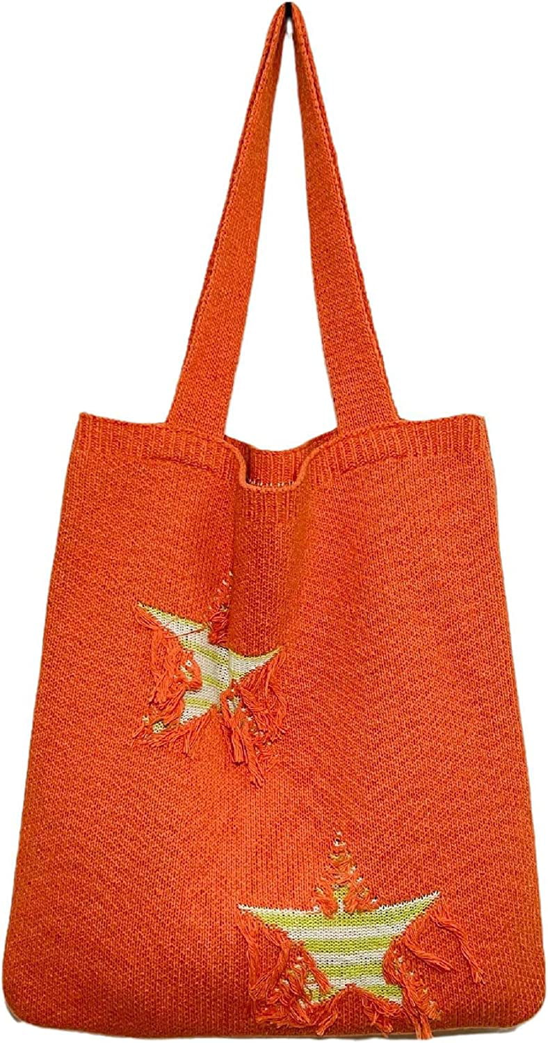 Crochet Tote Bag Aesthetic Y2K Underarm Bag Grunge Fairycore Knit  Strawberry Shoulder Handbags Purse Accessories for Women