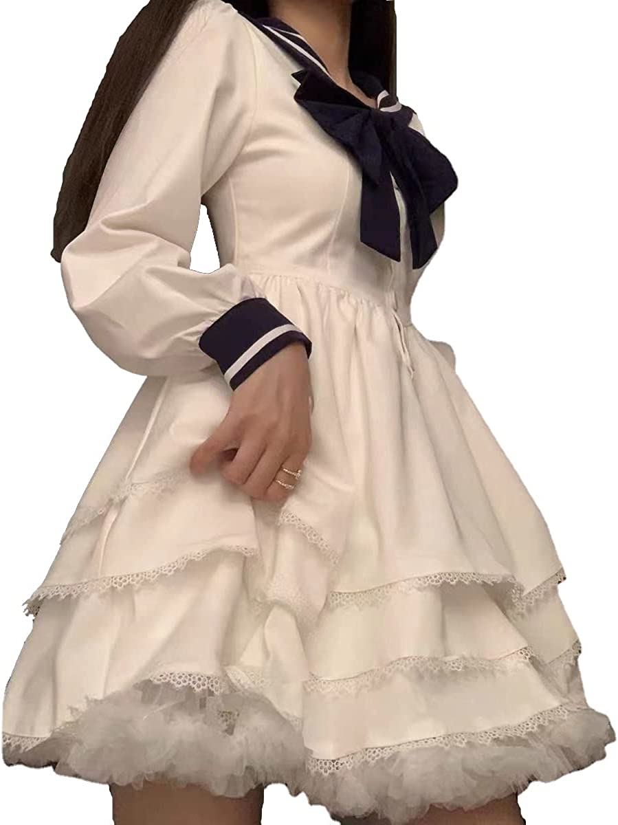 DanceeMangoos Japanese Kawaii Mini Dress Women's College Style Bowknot