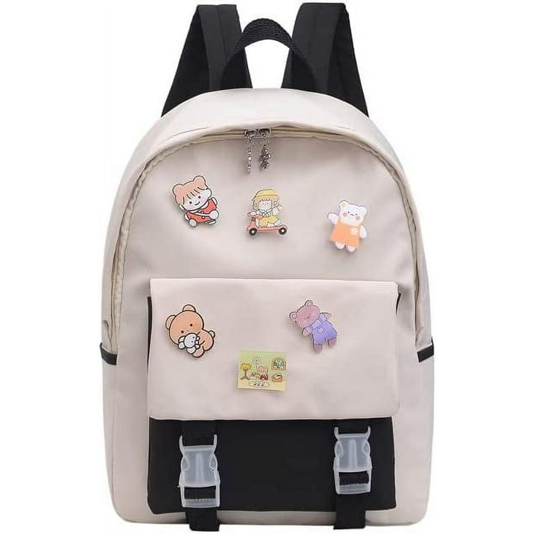 DanceeMangoos Kawaii Backpack with Cute Pins, Aesthetic Mini Canvas Laptop  Ita Bag, Back to School Supplies Stationary (Black) 