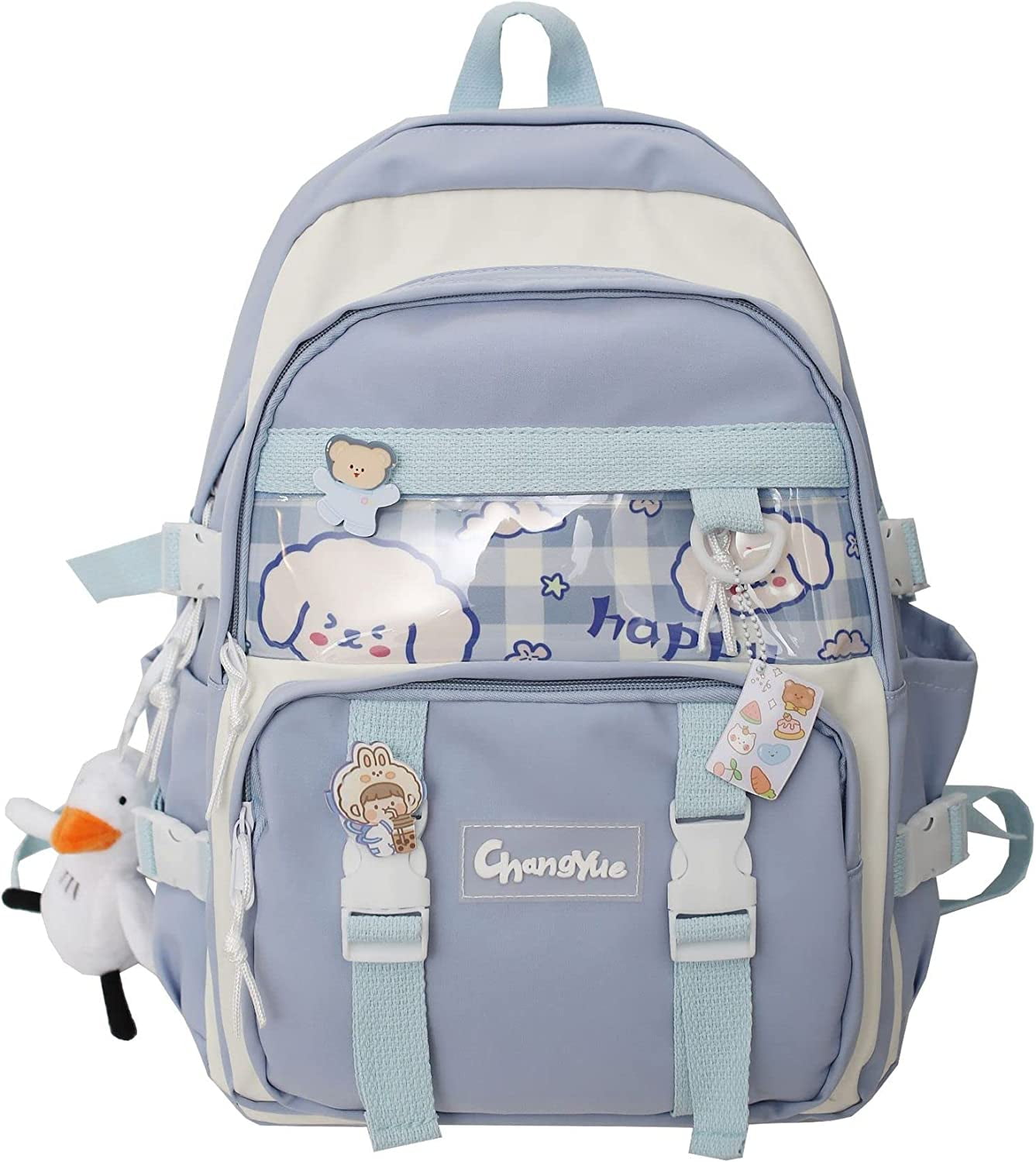 DanceeMangoos Kawaii Backpack with Pins Accessories, Aesthetic Pastel  Laptop Ita Bag, Cute Japanese Back to School Supplies Stationary (Pink) 