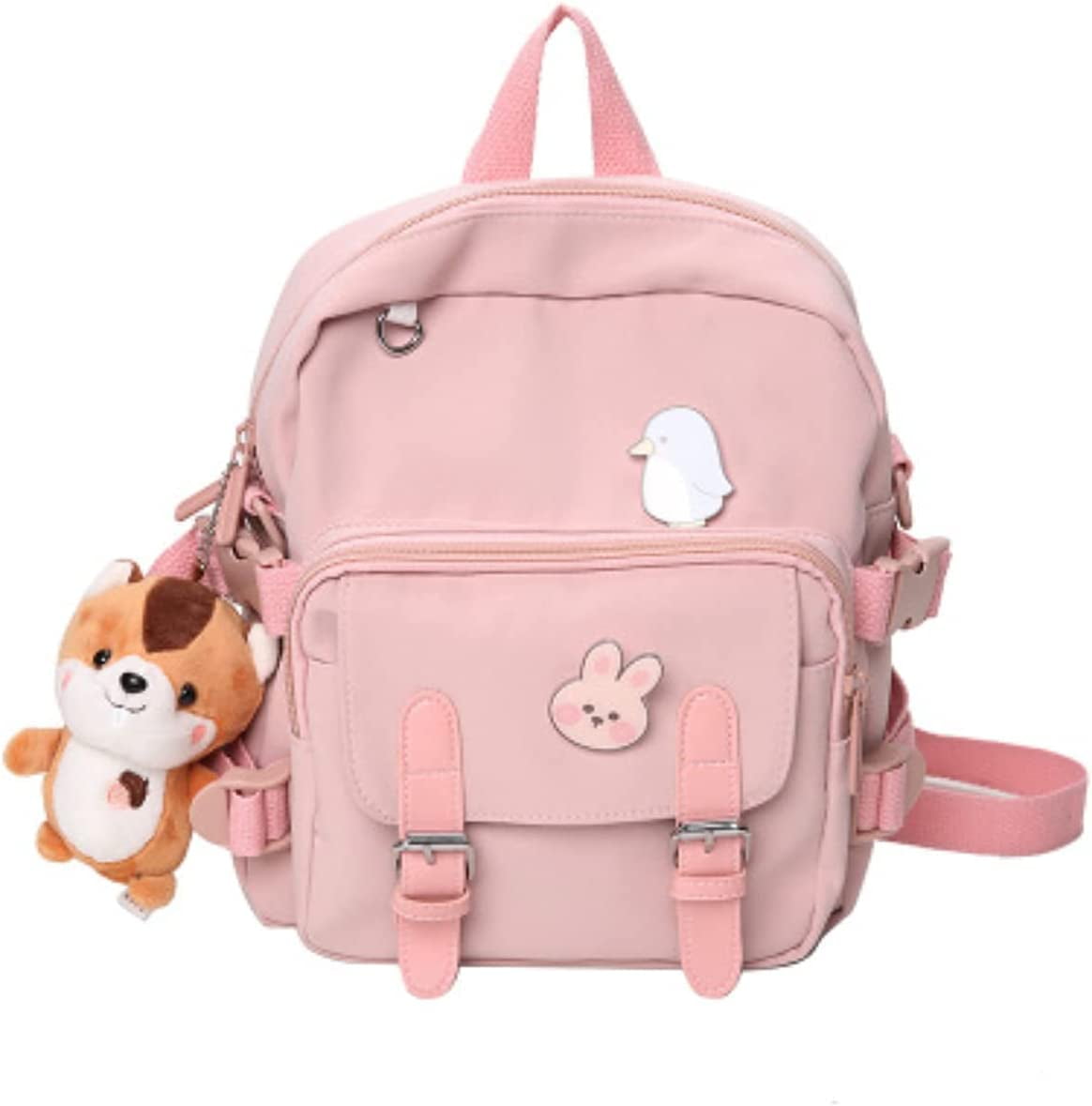 DanceeMangoos Kawaii Canvas School Backpack with Pendant, Laptop Shoulders  Bag, Back to School Off to College Supplies (Pink) - Walmart.com
