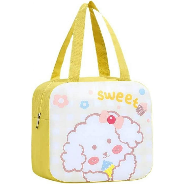 Danceemangoos Kawaii Lunch Bag Cute Anime Lunch Box Multi-Pockets Japanese Aesthetic Insulated Tote Bag for Back to School Supplies Accessories (