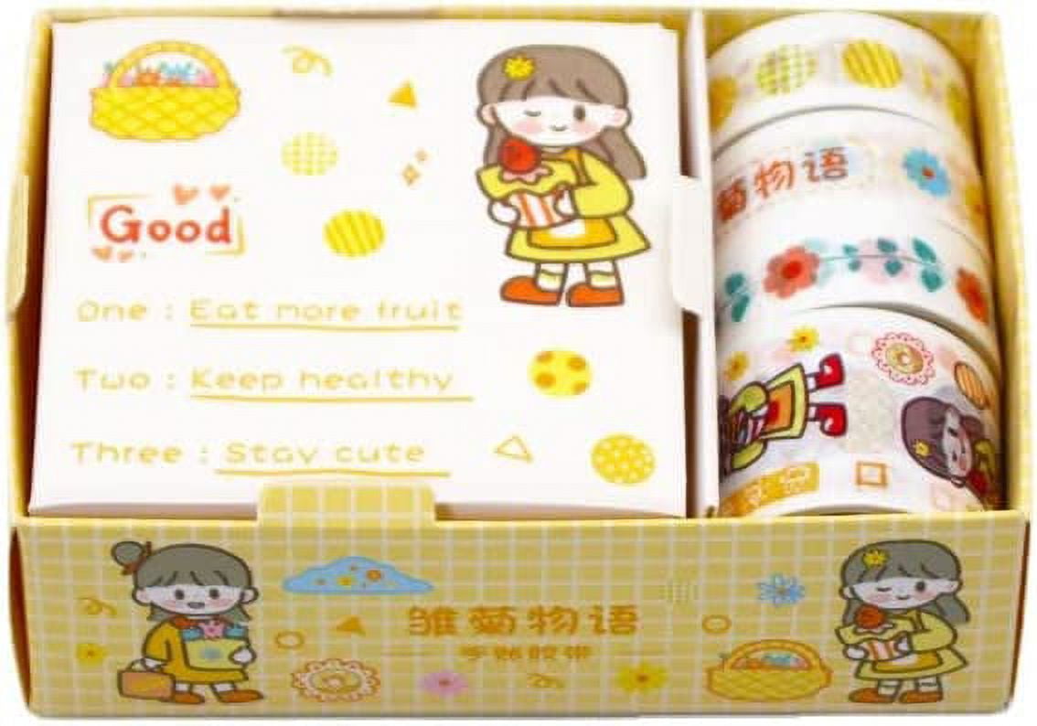 DanceeMangoos Kawaii Washi Tape Set - 4 Rolls Cute Washi Paper