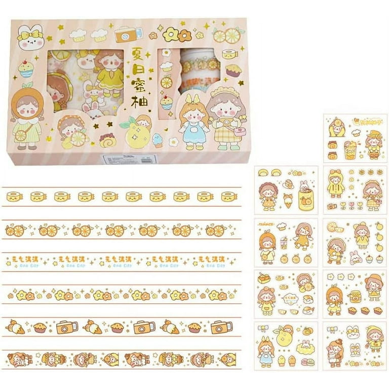 DanceeMangoos Kawaii Washi Tape Set - 5 Rolls Cute Washi Paper
