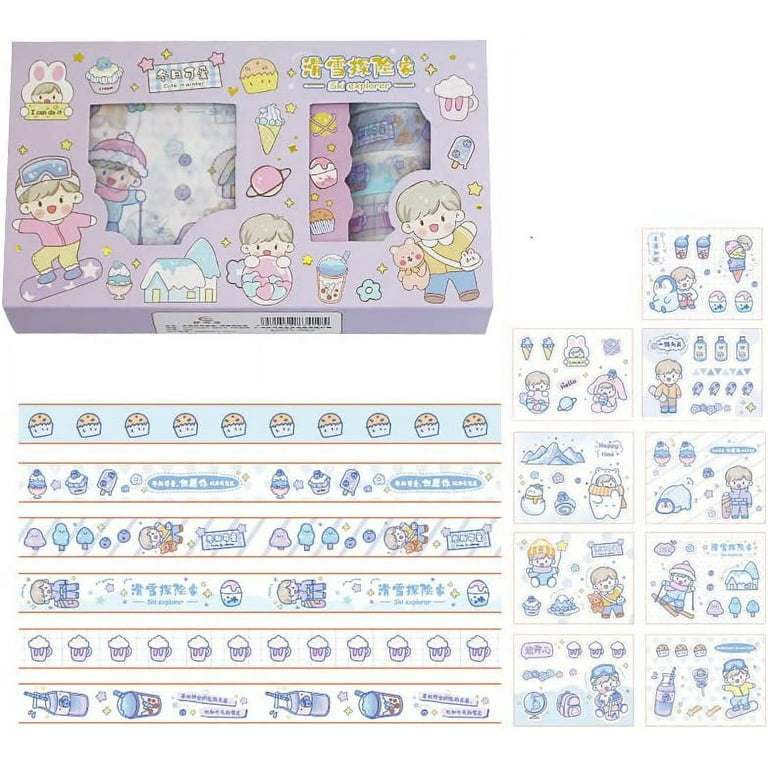 DanceeMangoos Kawaii Washi Tape Set - 60 Rolls Cute Washi Paper