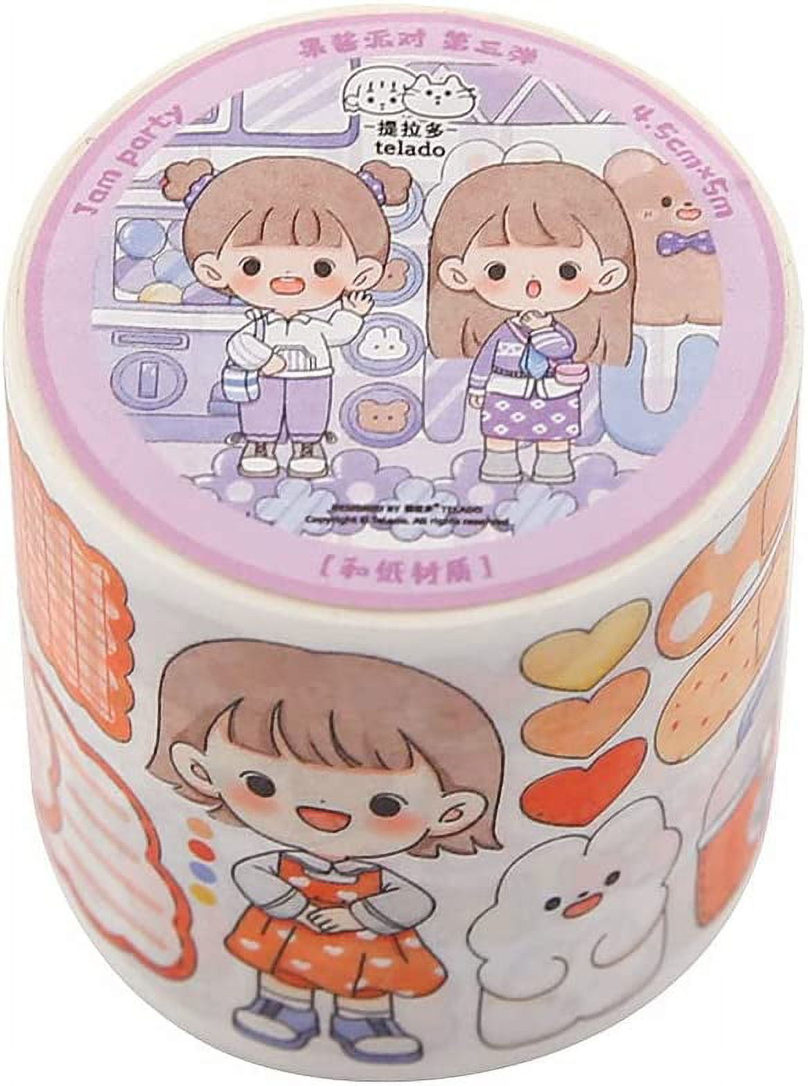 DanceeMangoos Kawaii Washi Tape Set - 5 Rolls Cute Washi Paper Masking Tape  and 9Pcs Stickers Set, DIY Decorative Stickers for Journaling