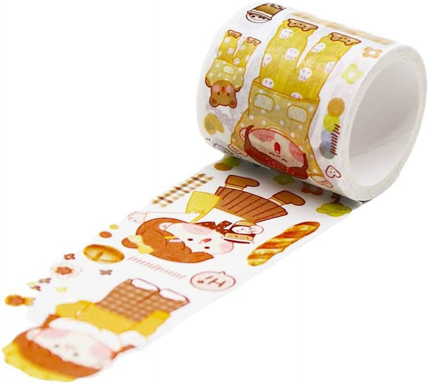 DanceeMangoos Kawaii Washi Tape Set - 5 Rolls Cute Washi Paper Masking Tape  and 9Pcs Stickers Set, DIY Decorative Stickers for Journaling