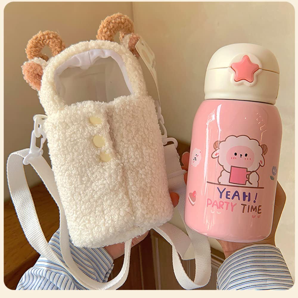 Kawaii Bear Thermal Cup Coffee Mug Portable Stainless Steel Kids Straw  Water Bottle Girls Thermos Cute Big Belly Double Drinking - Vacuum Flasks &  Thermoses - AliExpress