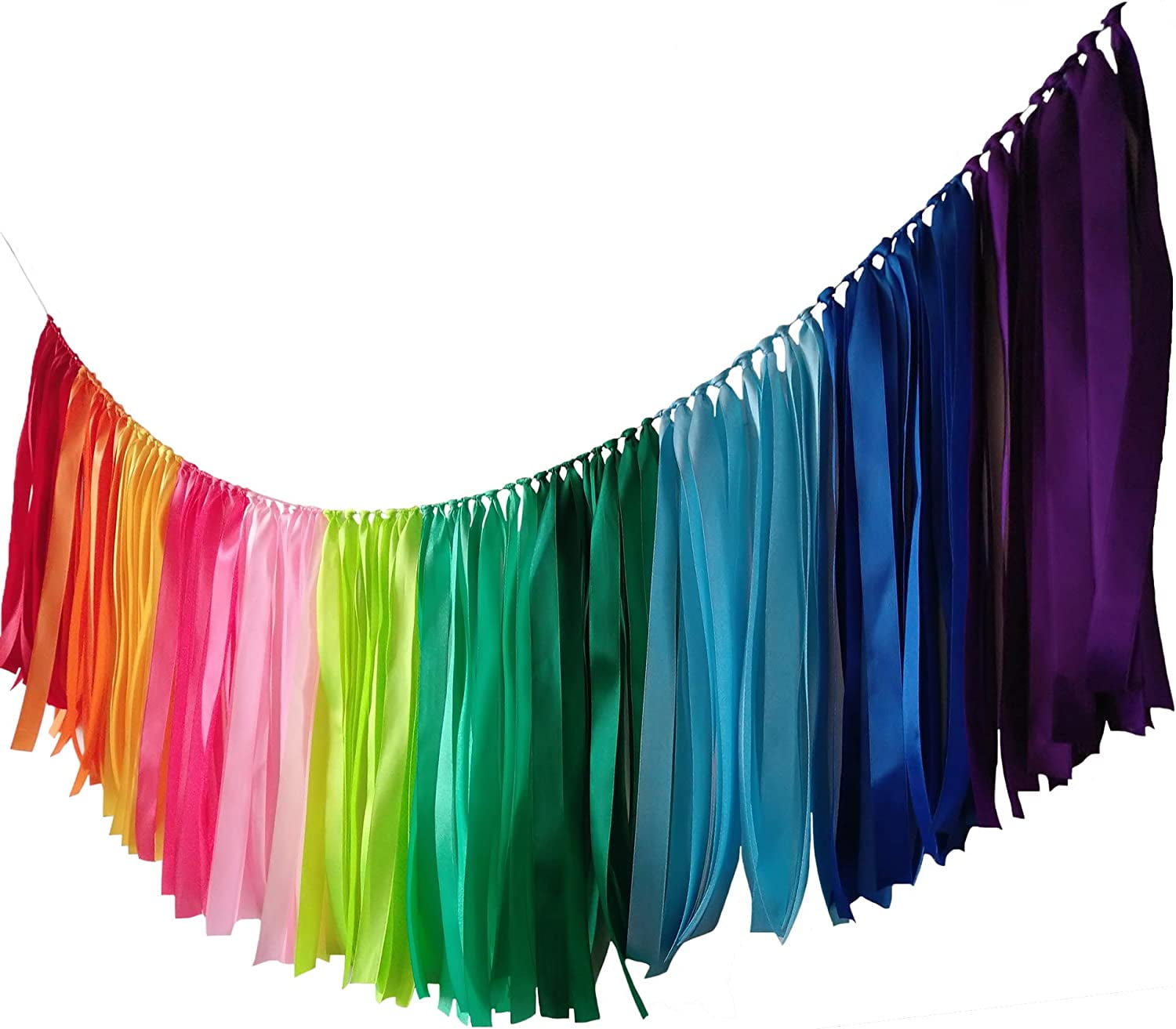 Pastel Rainbow Ribbon Garland for Baby Showers and Parties