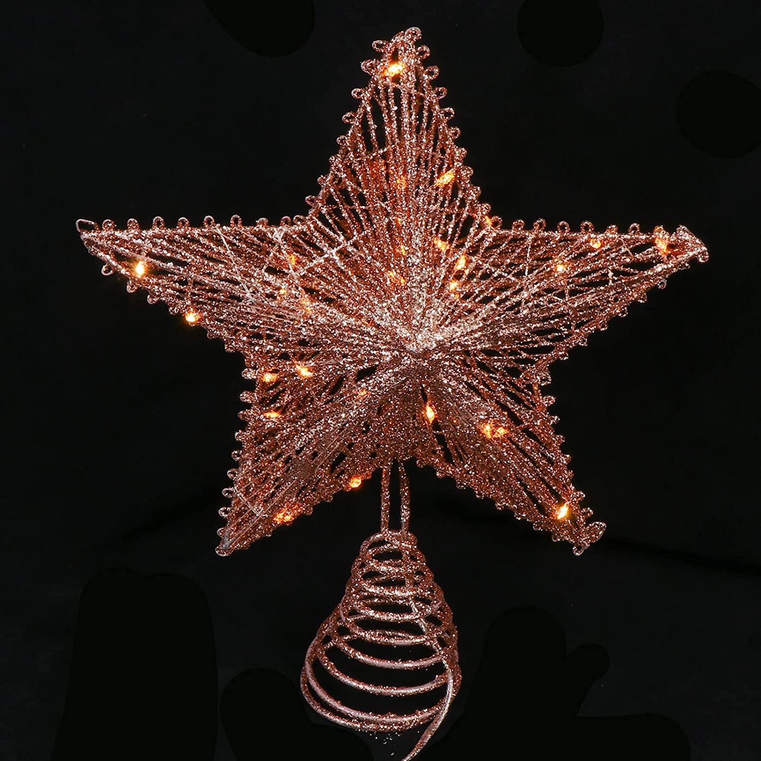 DanceeMangoos LED Star Christmas Tree Toppers 3pcs Lighted Star Tree Top Metal Star Projector