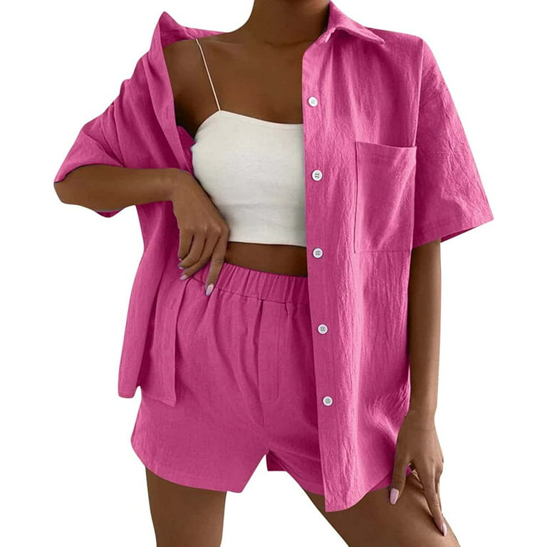 Women Pink Oversized T-Shirt and Shorts Lounge Wear Soft Towelling