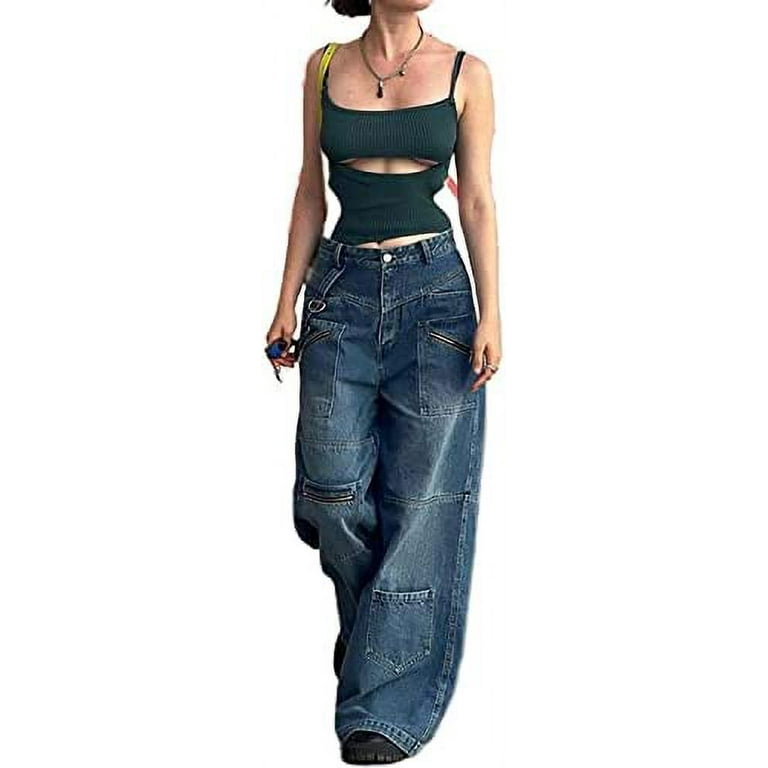 DanceeMangoos Y2k Jeans Baggy Jeans for Women Y2k Pants Y2k Clothing Y2k  Fashion Wide Leg Jeans for Women 
