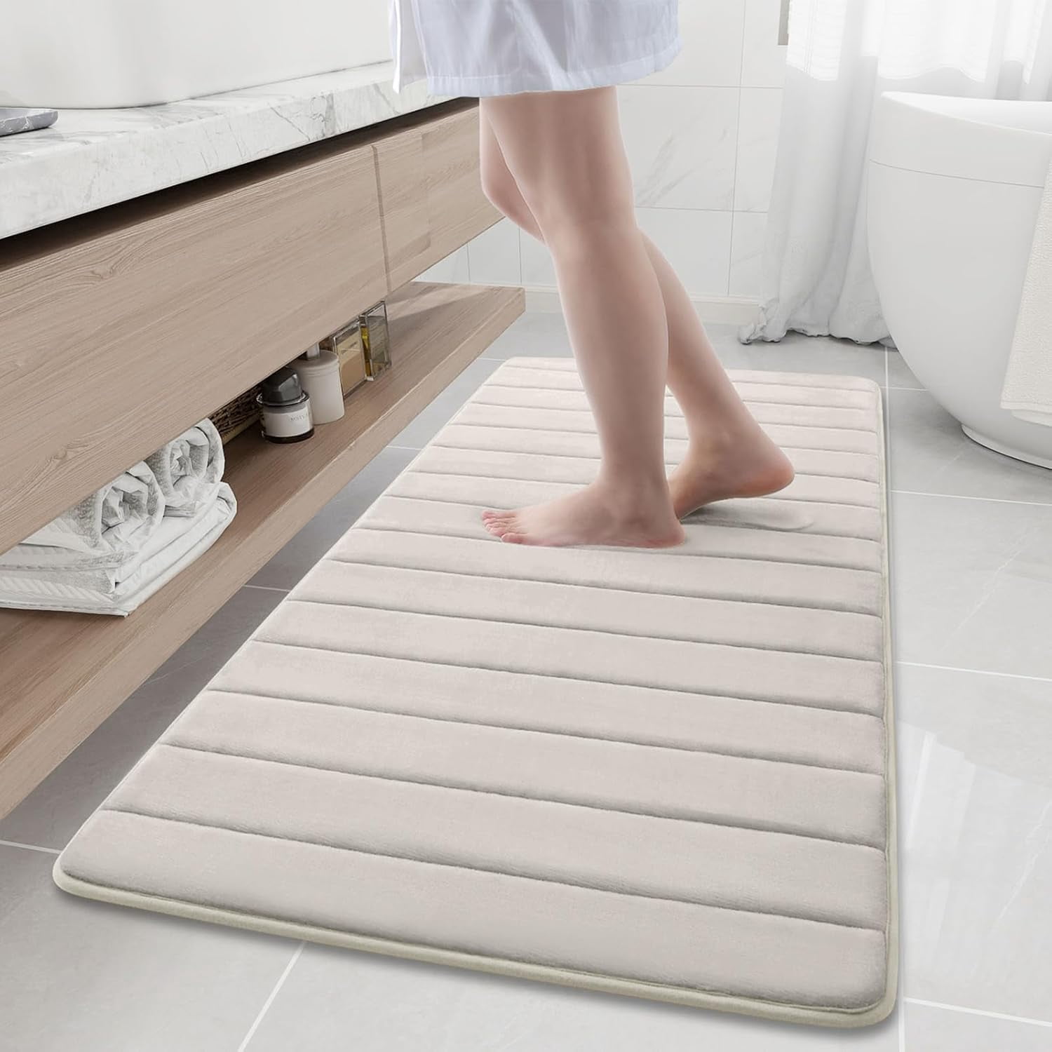 DanceeMangoos Memory Foam Bath Mat, 47" x 17", Ultra Soft and Non-Slip ...