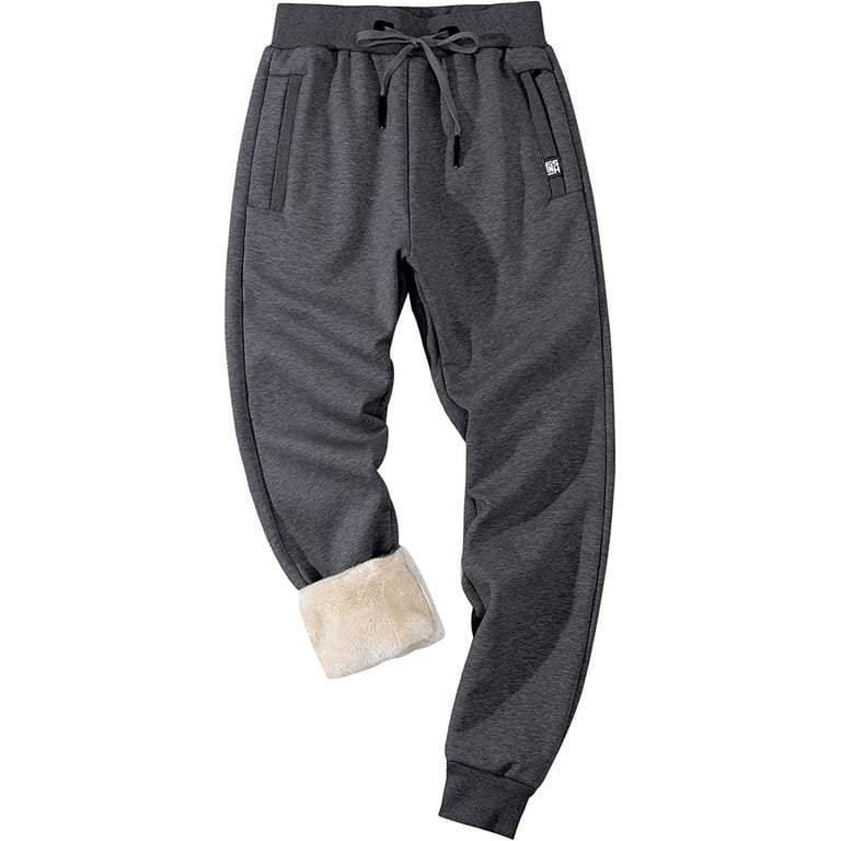 DanceeMangoos Men's Sherpa Lined Sweatpants Athletic Fleece Pants Winter  Warm Jogger Track Pants with Pockets