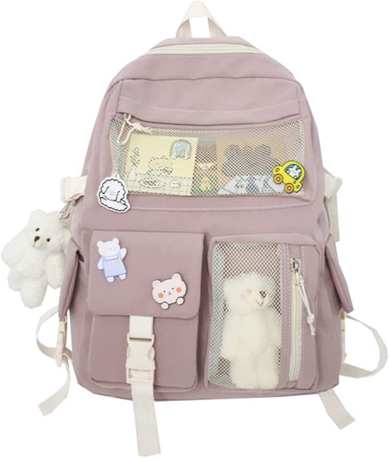 DanceeMangoos Preppy Aesthetic Backpack with Pins and Plushies Light ...