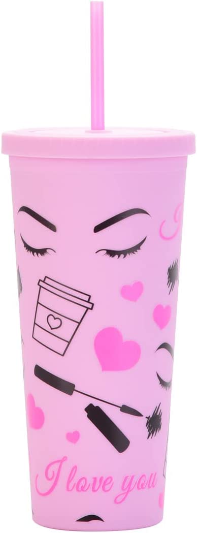 DanceeMangoos Preppy Aesthetic Cup 24oz with Lid and Straw Summer Colorful  Plastic Tumblers Cute Reusable Cups for Teen Girls Photogenic Props Cup  Coffee Mug Milk Tea Juice Water Bottle (No Bad Days) 