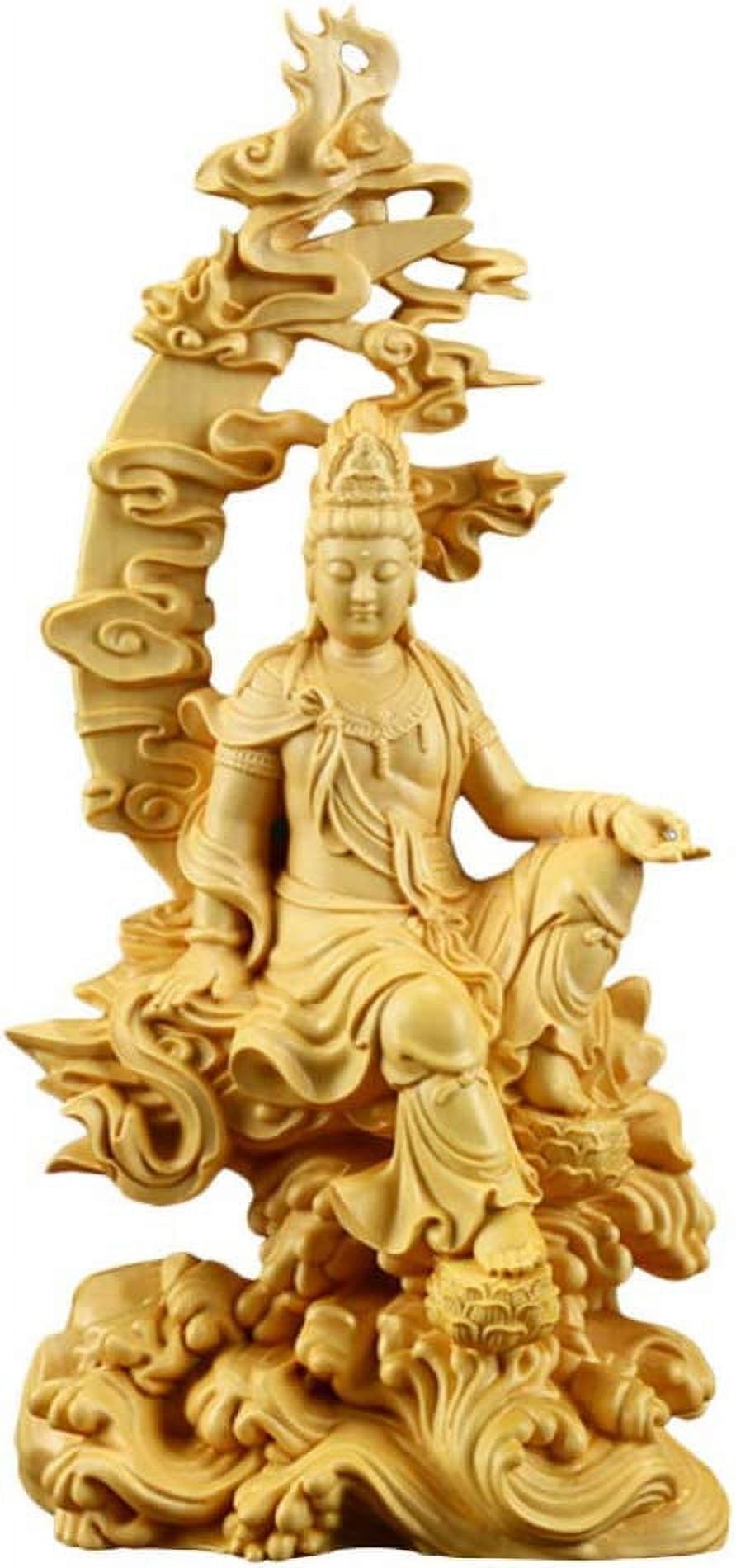 DanceeMangoos Quan Yin Statue in Royal Ease Pose Woodcarving Kwan Yin