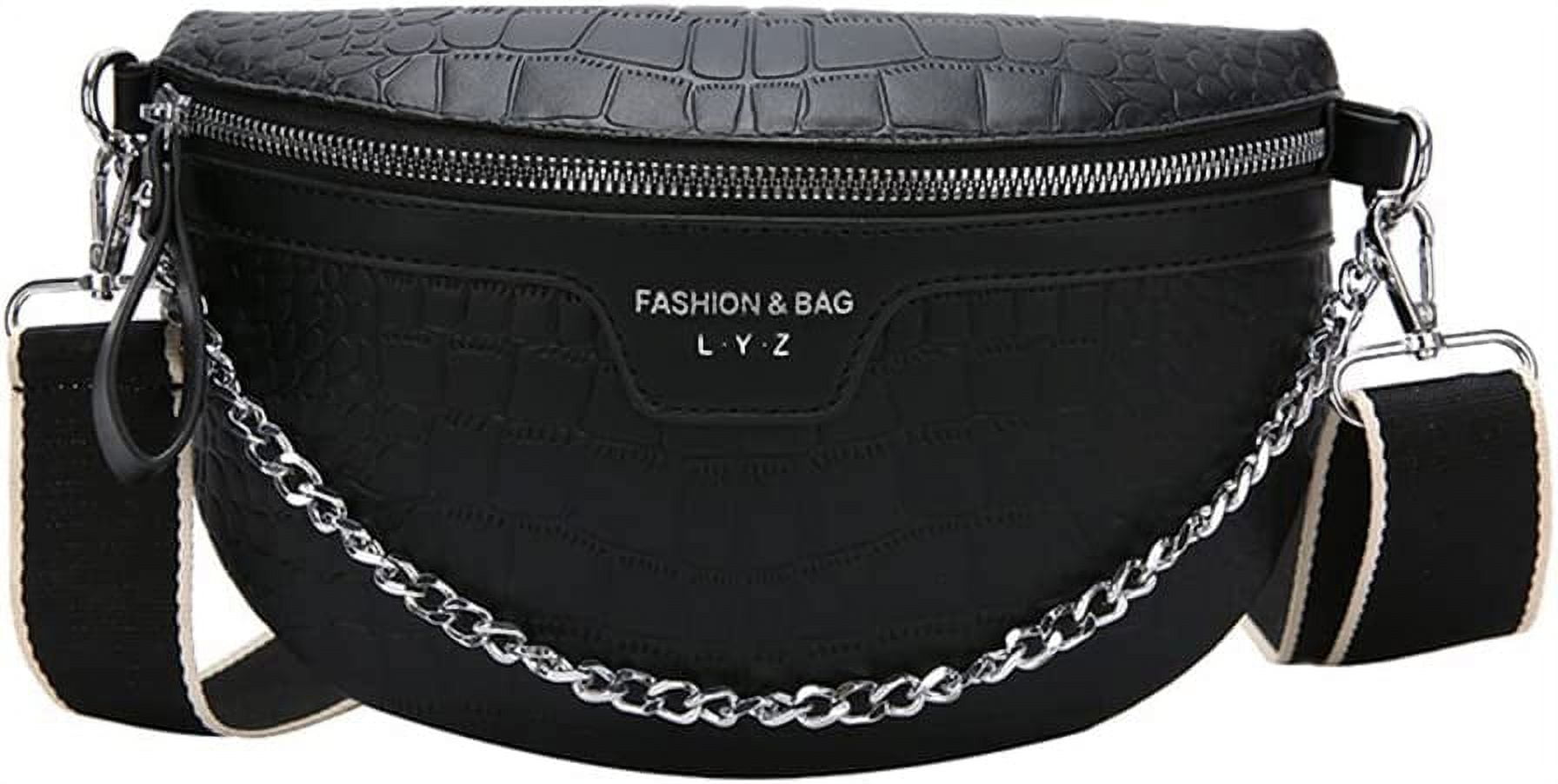 DanceeMangoos Women Chest Bag Sling Bag Vintage Belt Bag Fashion Designer  Crossbody Fanny Pack PU Leather Printed Letter Chain Waist Pack
