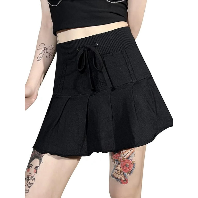 Black pleated top goth skirt